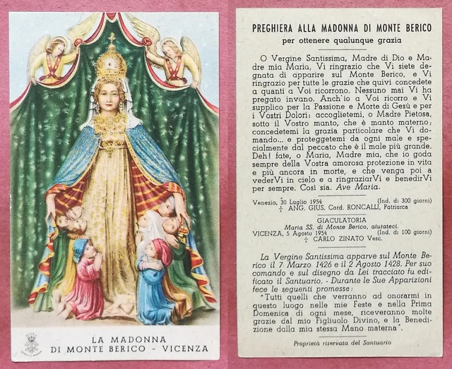 Madonna Di Monte Berico Preghiera SANTINO HOLY CARD 1954: Madonna di Monte Berico - Vicenza EUR 1,00