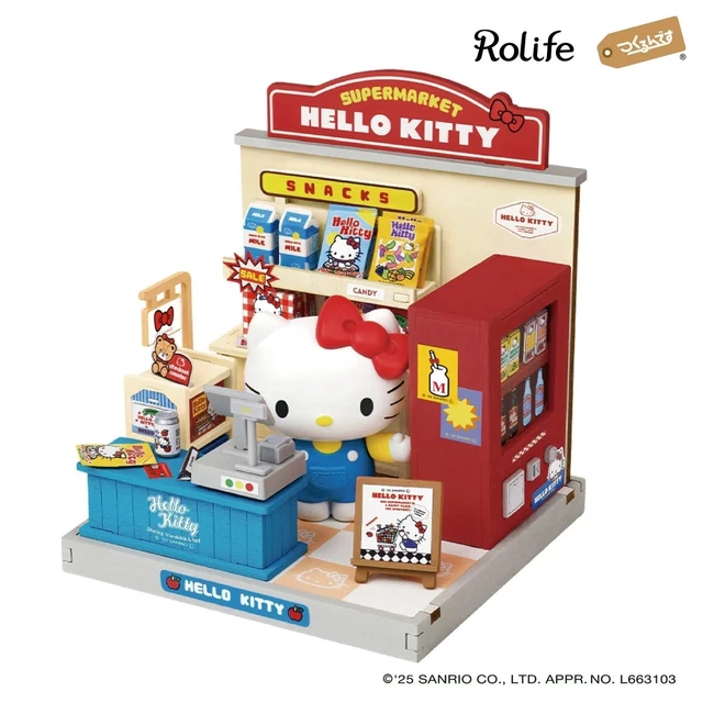 ROBOTIME TSUKURUNDESU HELLO Kitty Supermarket DIY Sanrio Miniature ...