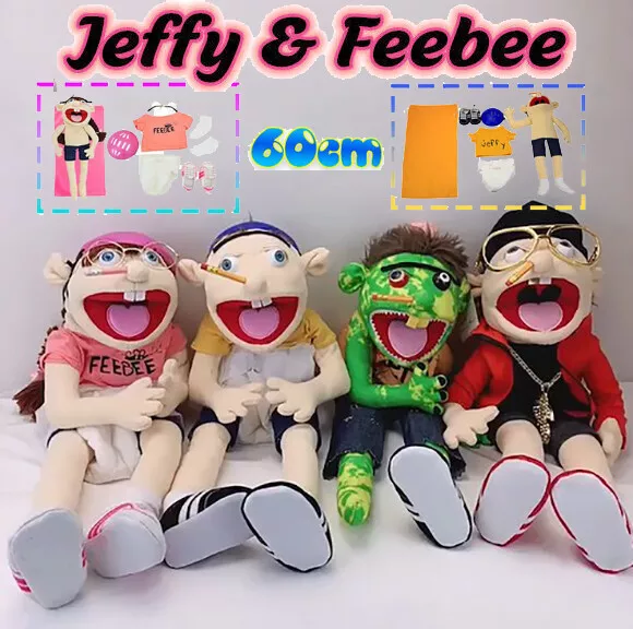 22.8In Jeffy Feebee Plush Toy Cosplay Hand Puppet Game Stuffed Doll Kids Gifts