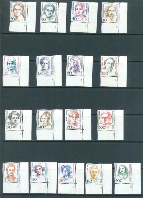 Berlin Frauen ex Mi.-Nr. 770-849 Eckrand - Ecke mit Formnummer 3 ** postfrisch