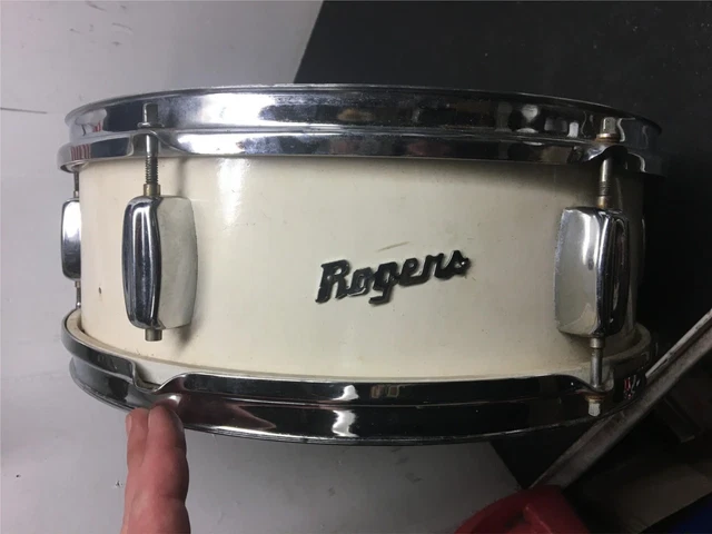 Vtg rogers drum percussion white instrument parts 14x5 double sided Pre 1963