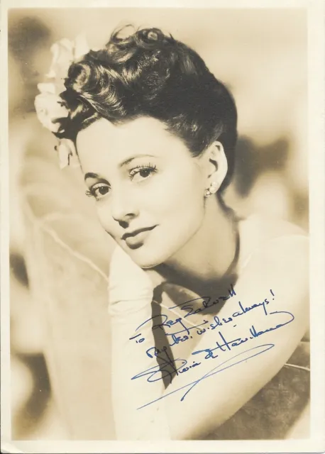 OLIVIA De HAVILLAND Hand-signed 1940s vintage 7” x 5” portrait