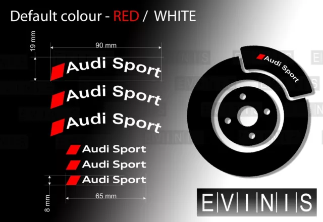 AUDI SPORT curved BRAKE CALIPER VINYL STICKERS DECALS x6, default RED / WHITE