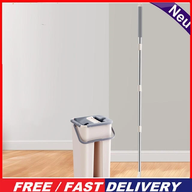 Set Mop e Secchio Girevole a 360° con Strizzatore, Manico Regolabile