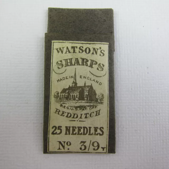 Antique Package Sewing Needles Watson's Sharps #3/9 Redditch England