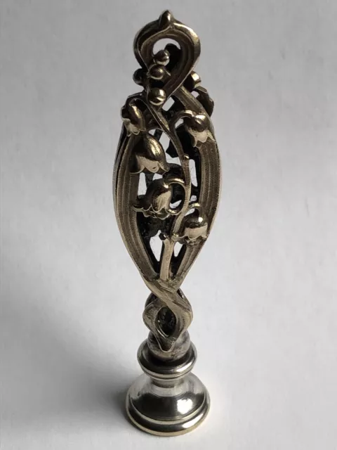 Superbe RARE ancien SCEAU CACHET au décor de MUGUETS en bronze ART NOUVEAU