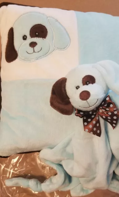 Baby Blue Puppy Pillow With Cuddle Blanket