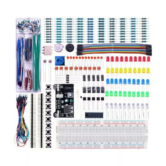 Electronic Components Set 830 Connection Points Breadboard Power Supply