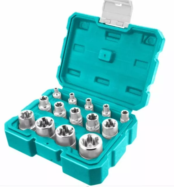 Außen Torx Nüsse Set Steckschlüsselsatz Aussen Torx E4-E24 14-tlg 1/2 1/4 3/8