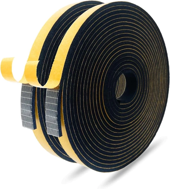 Cinta de espuma Bonilife desmontaje meteorológico para sello de ventana de puerta 12 mmW x 3 mmT, 2 rollos