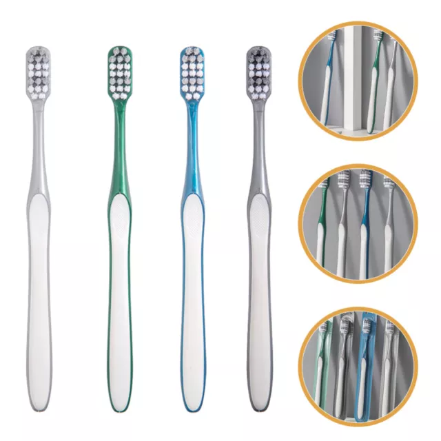 4 Pcs Tooth Cleaning Large Head Toothbrushes Adult Travel Hard Plastic
