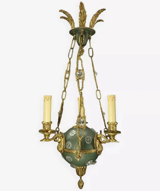 Lustre Art Nouveau 3+2 Lumières – Laiton, Largeur 60cm, Hauteur 45cm – Design XXème