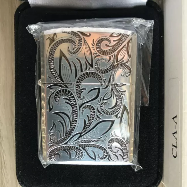 Zippo Oil lighter Armor Arabesque Silver 5-Sided Processing Brass Japan