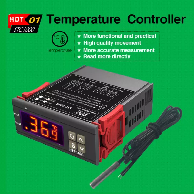 STC-1000 Digital Temperature Controller Thermostat NTC Sensor 12/24/110-220V
