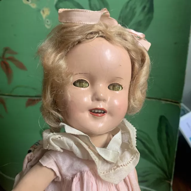 VINTAGE 1930'S SHIRLEY TEMPLE IDEAL COMPOSITION 13" DOLL Tagged AS IS