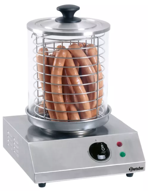 Hot Dog Gerät Wurstwärmer Bockwurstwärmer mit Glaszylinder Wurstkocher CNS