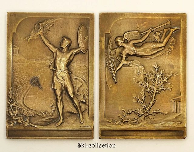 Plaque Médaille En Bronze Art Nouveau Samuel Grun - 63 X 48 Mm - 70,90 G - Occasion Vintage XXe Siècle
