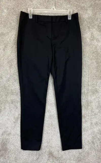 Tahari Dress Pants Womens 6 Black Front Zip Tapered Leg Cotton Blend- 3811