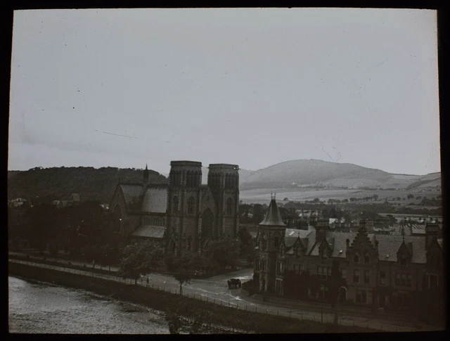 Magic Lantern Slide CHURCH AND STREET INVERNESS C1897 VICTORIAN PHOTO SCOTLAND