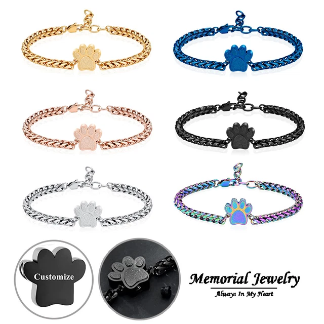 Paw Locket Memorial Pet Cremation Jewellery Urns for Cat Ashes Dog Urn Bracelets