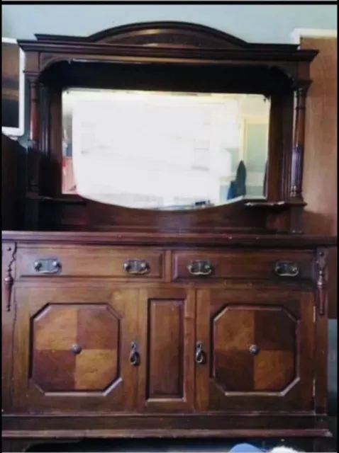 Antique Victorian Mahogany Chiffonier Sideboard Credenza Cabinet Carving Mirror