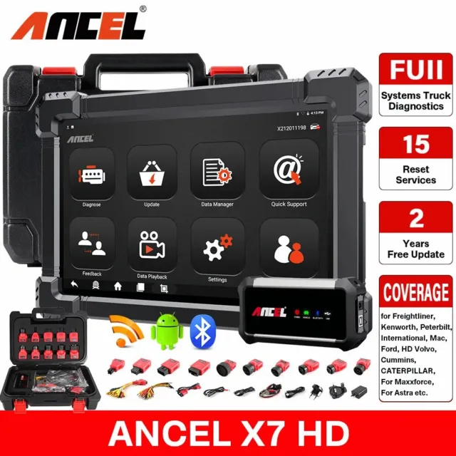 ANCEL X7 HD Heavy Duty Truck Diagnostic Tool Full System 12V 24V OBD2 Scanne