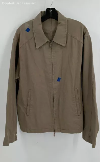 Barneys New York Mens Light Taupe Long Sleeve Pockets Full-Zip Jacket Size XL