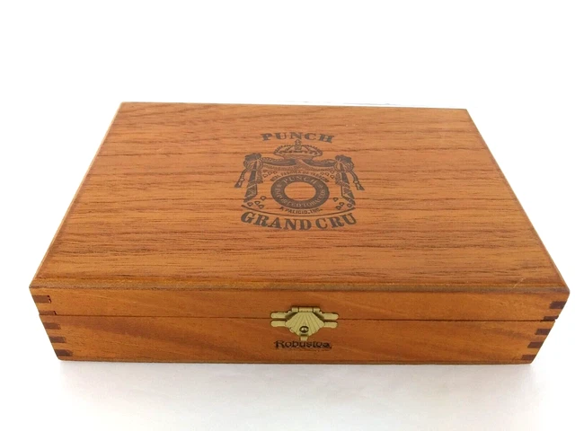Vintage Punch Grand Cru Wooden Dovetailed Hinged Cigar Box w Divider Robustos 2