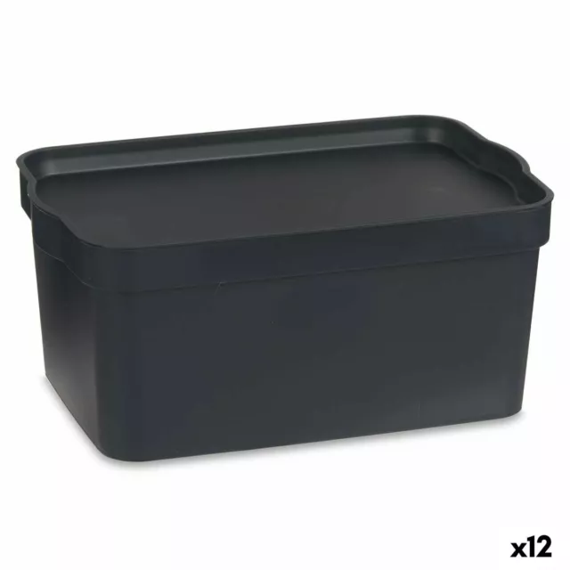 Caja de Almacenaje con Tapa Antracita Plástico 7,5 L 21 x 14,2 x 32 cm [12 Un