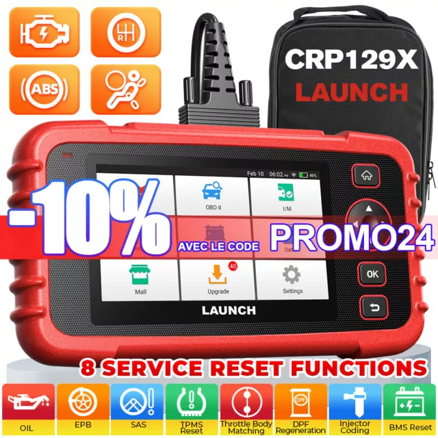 2024 LAUNCH CRP129X Elite Valise Outils diagnostics 4 Systèmes & 8 Service TPMS