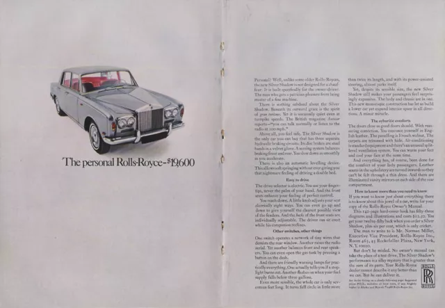 The personal Rolls-Royce - $19,600 magazine ad 1968 NY