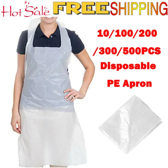 50-300*Disposable Plastic Aprons White Polythene Aprons Eco Flat Pack Waterproof