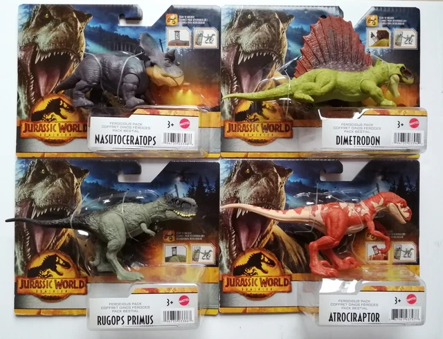 Jurassic World Dominion – Lot 5 Mini Figurines – 1 Humain + 4 Dinosaures – Échelle 2,9 Cm – Dès 3 Ans