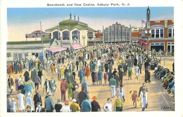 Asbury Park Nj " Bondé " Boardwalk & " Neuf " Casino Carte Postale