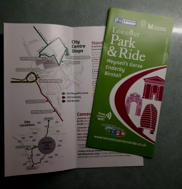Leicester Park & Ride bus routes timetable leaflet February 2019