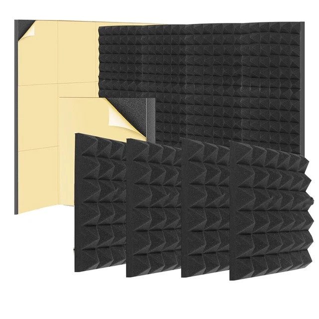 Confezione da 6 pannelli da parete autoadesivi insonorizzati 2x12x12 pollici schiuma insonorizzata4429