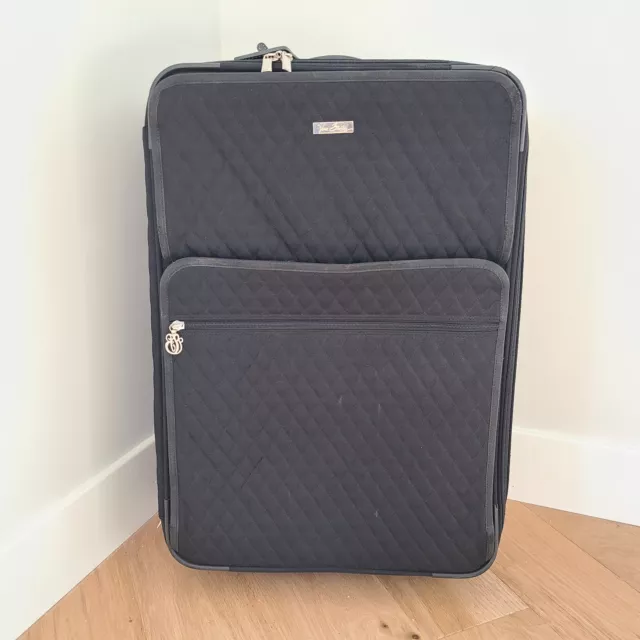 Vera Bradley 26x18 Black Expandable Upright Rolling Suitcase Luggage Lock & Key