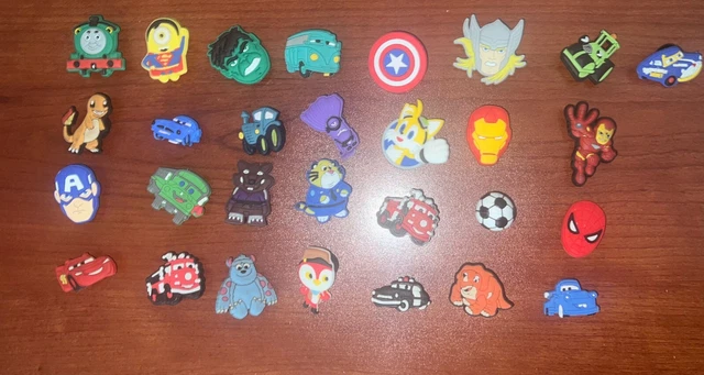 Croc Jibbitz Charms 29 Lot Marvel, DC, Pokémon, Disney, Monsters inc, Cars, Fire Croc Jibbitz Charms 29 Lot Marvel, DC, Pokémon, Disney, Monsters inc, Cars, Fire