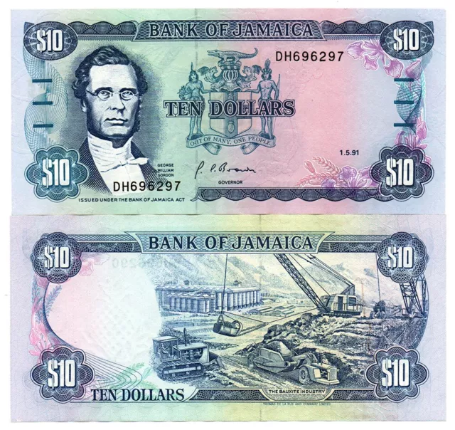 Jamaica (1991) 10 Dollars $10 Gem UNC