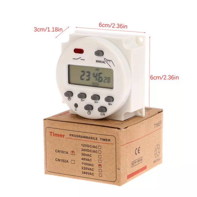 1Pc 12V 24V 110V 220V CN101A Digital LCD Power Timer Programmable Time Switch 3