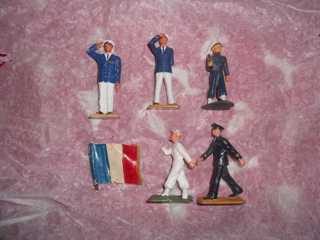 Lot De 4 Soldats Plastique Starlux Anciens - Échelle 1:32 (60mm) - Seconde Guerre Mondiale - Occasion