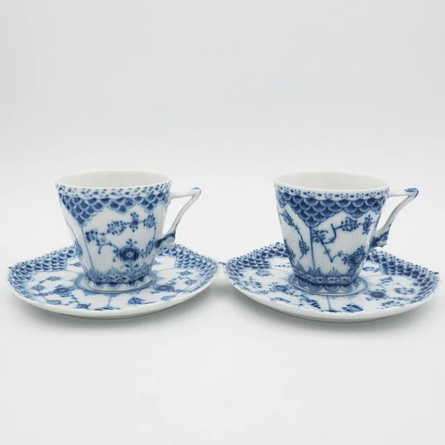 Royal copenhagen #89 Blue Fluted Full lace Face Cup Saucer