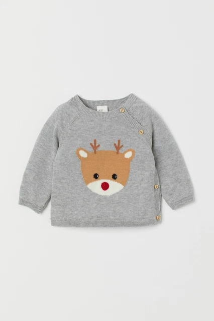 H&M Infant Baby Cotton Reindeer Christmas Holiday Cardigan Sz 2-4mos or 6-9mos