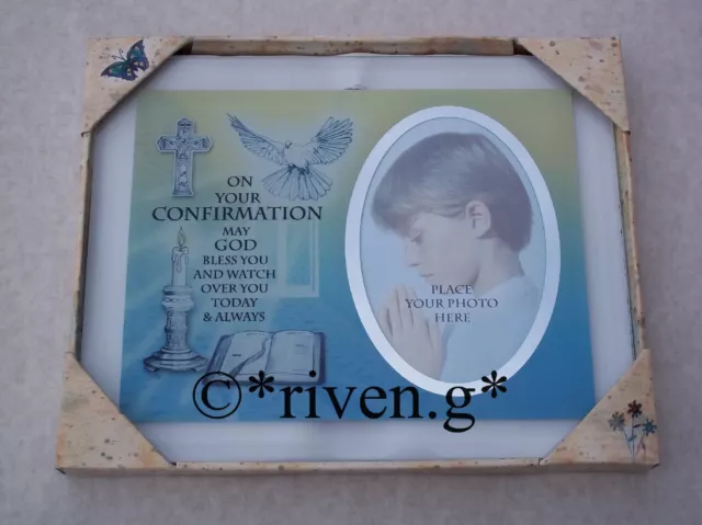 Confirmation First Photograph@Religious Baby Boy Picture Grandson Frame Gift Set