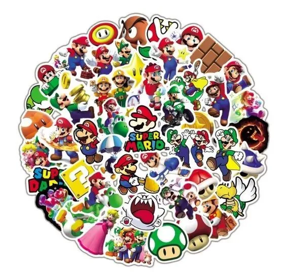 50 x Super Mario Bros Stickers Books Laptop Party School Bags Bottle Travel