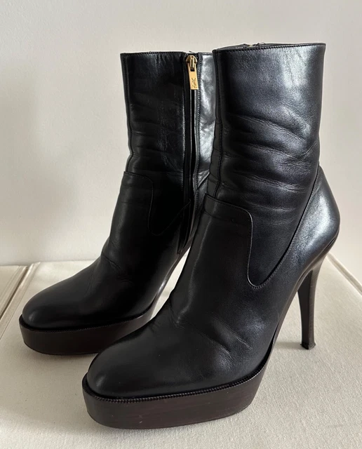 Bottines pour femme YVES SAINT LAURENT en cuir noir - Pointure 36