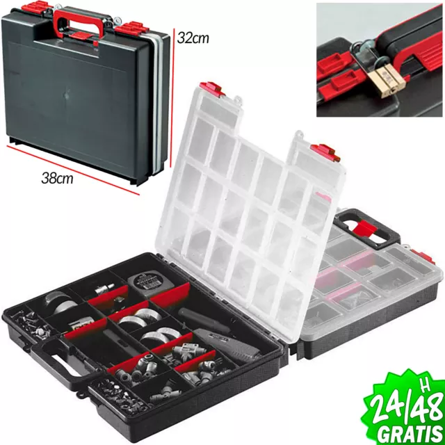 10 ,12 16 , 19 TOOL BOX WITH HANDLE TRAY DIY STORAGE PLASTIC TOOLBOX 3  SIZES