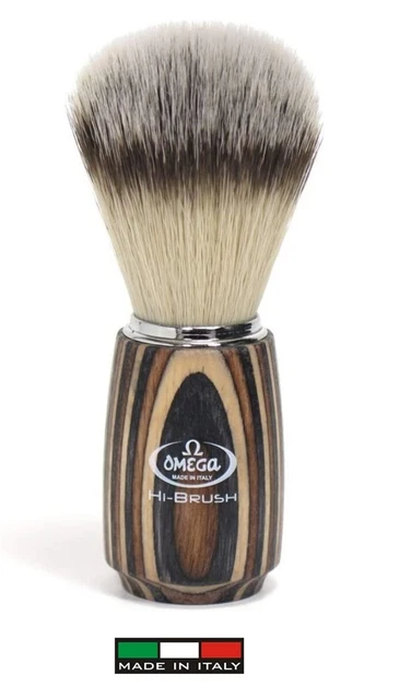 Omega 0146751 pennello da barba  Hi Brush (sintetico) manico legno multistrato