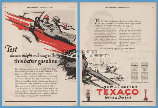 1927 Texas Company Texaco Gasoline Dry Gas Antique Car Garage Shop Wall Decor Ad