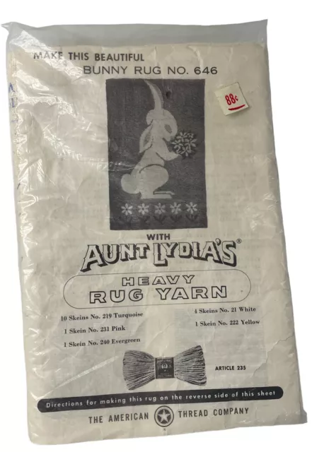 Kit de alfombras Bunny Aunt Lydia's Rabbit #646 alfombra estampadora aguja alfombra vintage